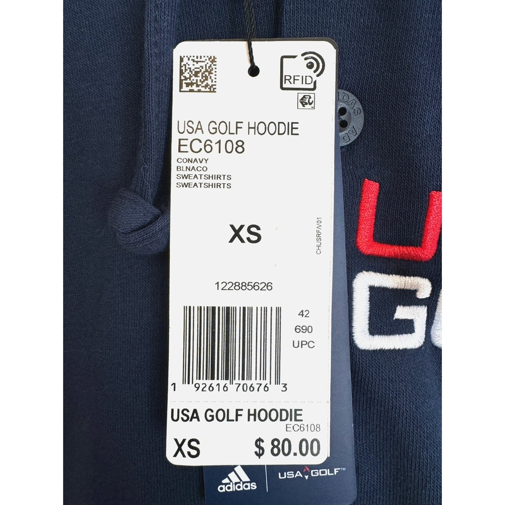 NEW Adidas 2020 USA Golf Team Navy Hoodie Sweatshirt Pullover Men's Size XS - Picture 9 of 9